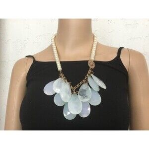 Pearl and Large Teardrop Statement Necklace